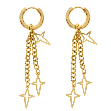 Aros con cadena y estrellas de acero dorado - Karissma