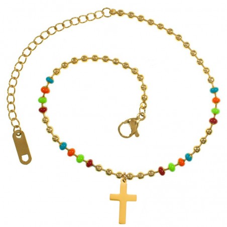 Pulsera bolitas esmaltadas con colgante acero - Karissma