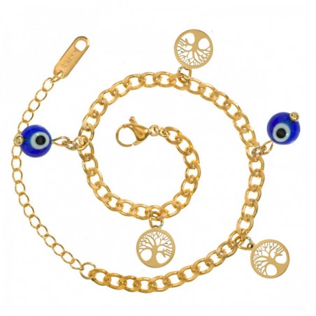 Pulsera ojo turco y árbol de la vida acero - Karissma
