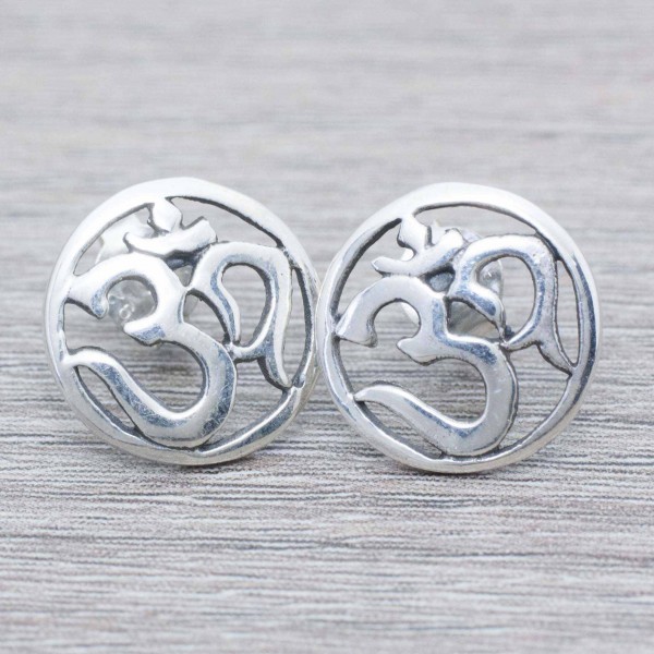 Pendientes símbolo Om oxidado Plata de Ley 925
