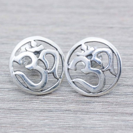 Pendientes símbolo Om oxidado Plata de Ley 925