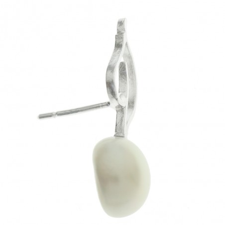 Pendientes perla cultivada y hoja de Plata de Ley 925 - Karissma