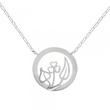 Collar flor y hojas Plata de Ley - Karissma