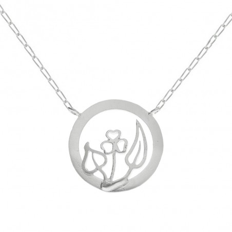 Collar flor y hojas Plata de Ley - Karissma