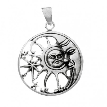 Colgante hippie Sol y Luna Plata de Ley