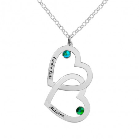Collar doble corazón personalizado Plata de Ley 925  - Karissma