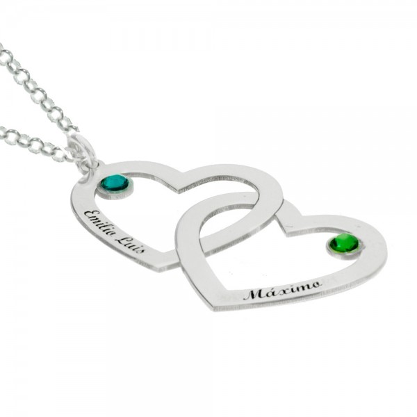 Collar doble corazón personalizado Plata de Ley 925  - Karissma