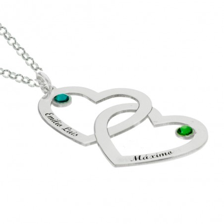 Collar doble corazón personalizado Plata de Ley 925  - Karissma