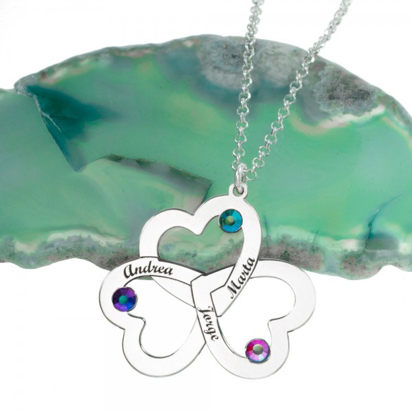 Collar triple corazón personalizado Plata de Ley 925  - Karissma