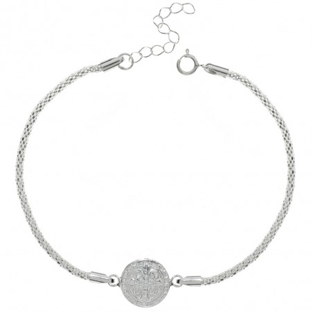 Pulsera escapulario San Benito Plata de Ley - Karissma