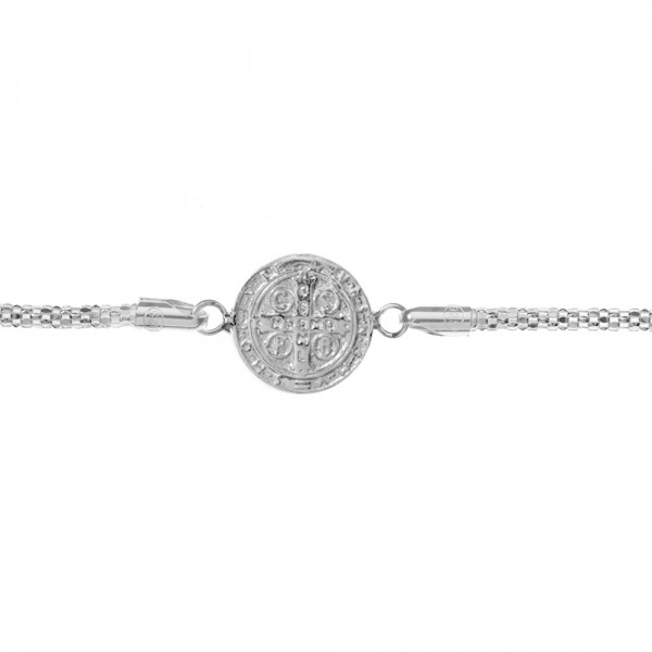 Pulsera escapulario San Benito Plata de Ley - Karissma