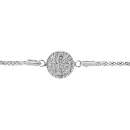Pulsera escapulario San Benito Plata de Ley - Karissma