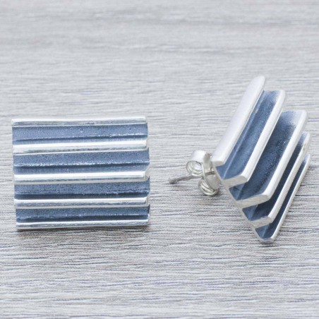 Pendientes rectángulo oxidado Plata de Ley 925