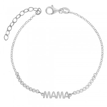 Pulsera Mamá cristales blancos Plata de Ley - Karissma