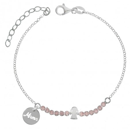 Pulsera Mamá circonitas rosa Plata de Ley - Karissma