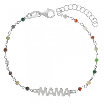 Pulsera Mamá con cristales Plata de Ley - Karissma