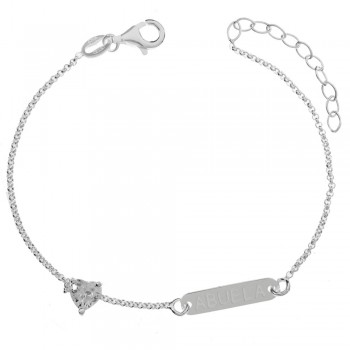 Pulsera Abuela corazón circonita Plata de Ley - Karissma