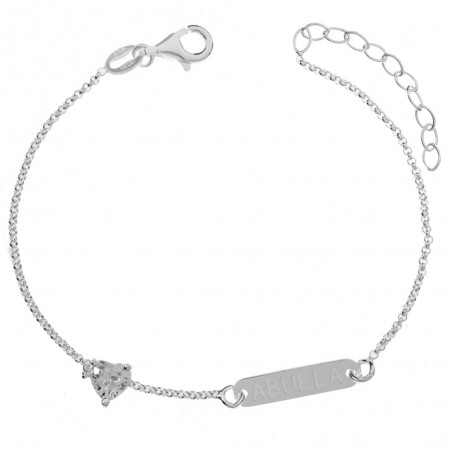 Pulsera Abuela corazón circonita Plata de Ley - Karissma