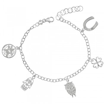 Pulsera 5 amuletos Plata de Ley - Karissma