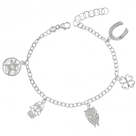 Pulsera 5 amuletos Plata de Ley - Karissma