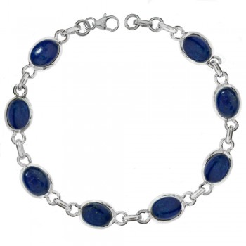 Pulsera lapislázuli eslabón oval Plata de Ley - Karissma