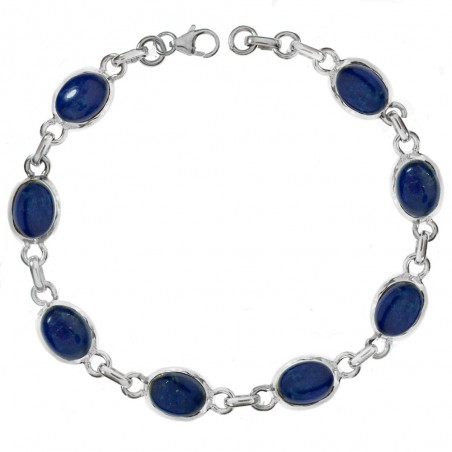 Pulsera lapislázuli eslabón oval Plata de Ley - Karissma