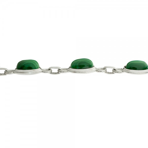 Pulsera malaquita eslabón oval Plata de Ley - Karissma