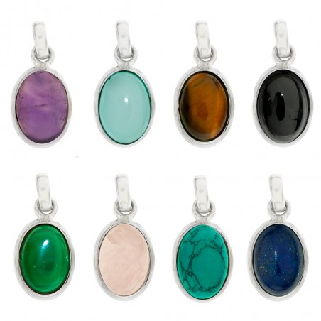 Colgante oval piedra hindú Plata de Ley - Karissma