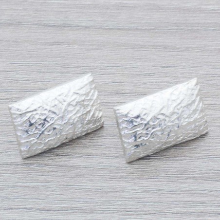 Pendientes rectángulo labrado Plata de Ley 925