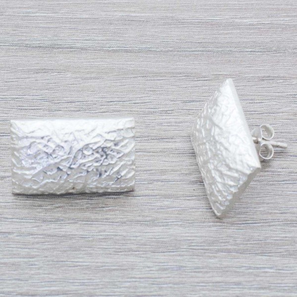 Pendientes rectángulo labrado Plata de Ley 925