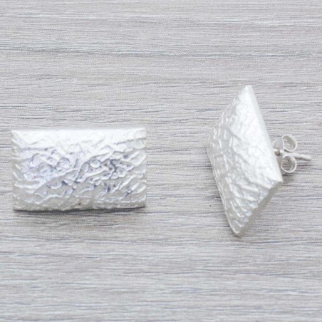 Pendientes rectángulo labrado Plata de Ley 925