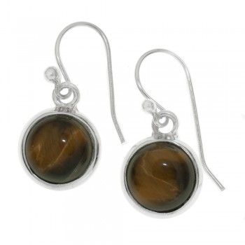 Pendientes largos con piedra redonda Plata de Ley - Karissma