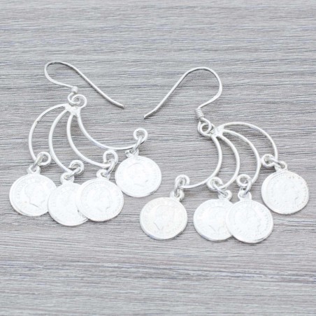 Pendientes monedas Plata de Ley 925
