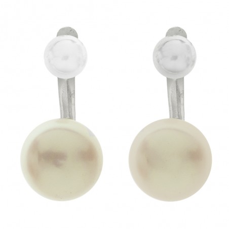 Pendientes ear jacket perla y bola Plata de  Ley - Karissma