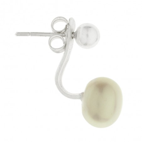 Pendientes ear jacket perla y bola Plata de  Ley - Karissma