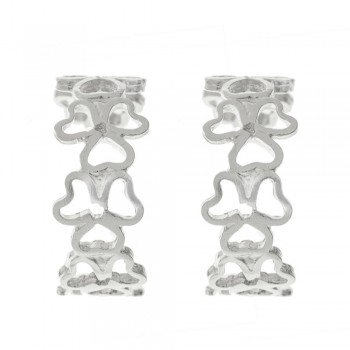 Pendientes aro abierto de flores Plata de Ley - Karissma