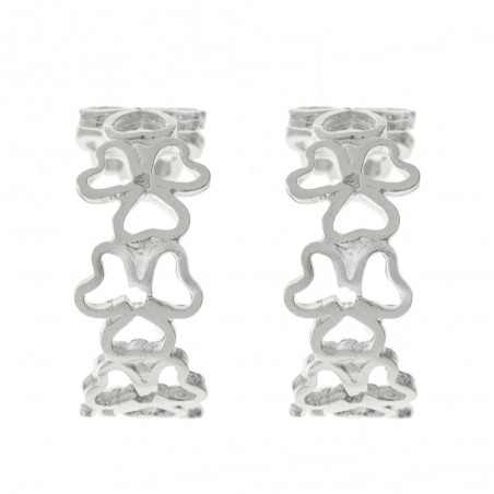 Pendientes aro abierto de flores Plata de Ley - Karissma