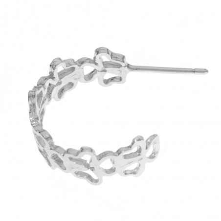 Pendientes aro abierto de flores Plata de Ley - Karissma