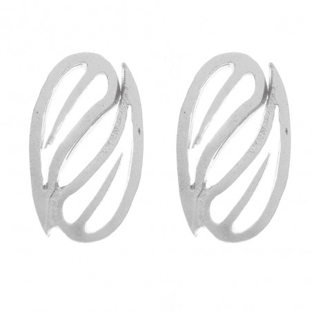 Pendientes óvalo de hojas Plata de Ley - Karissma