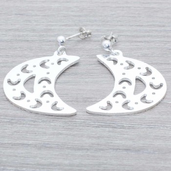 Pendientes luna mate Plata de Ley 925