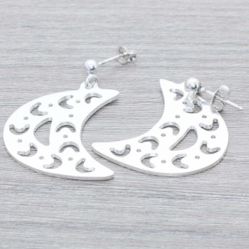 Pendientes luna mate Plata de Ley 925 2
