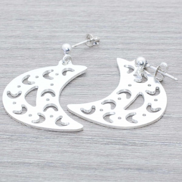 Pendientes luna mate Plata de Ley 925