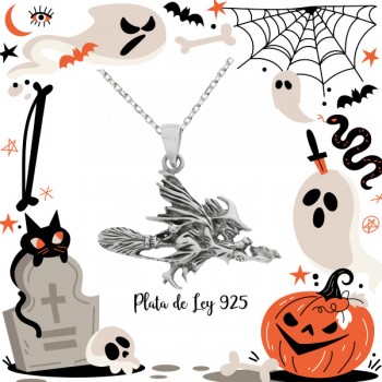 Collar bruja con escoba Plata de Ley | Karissma