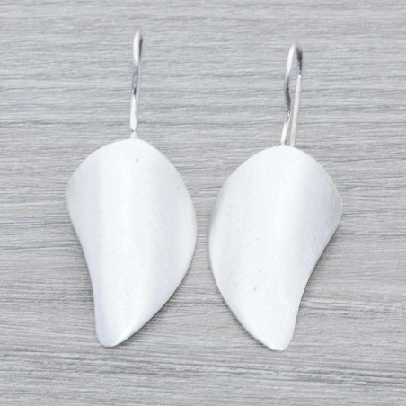 Pendientes hoja mate Plata de Ley 925