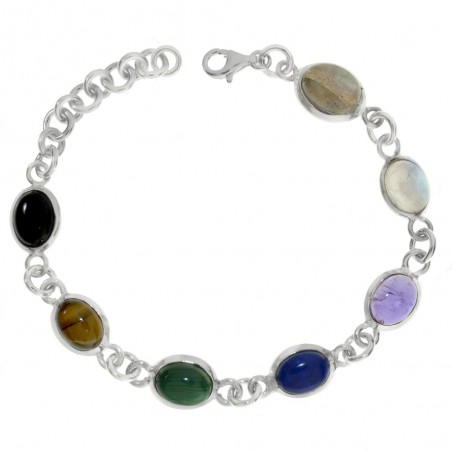 Pulsera Mix piedras naturales Plata de Ley | Karissma