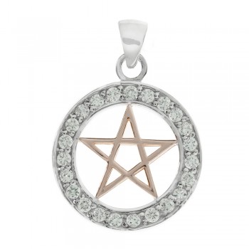 Colgante pentagrama circonia Plata de Ley