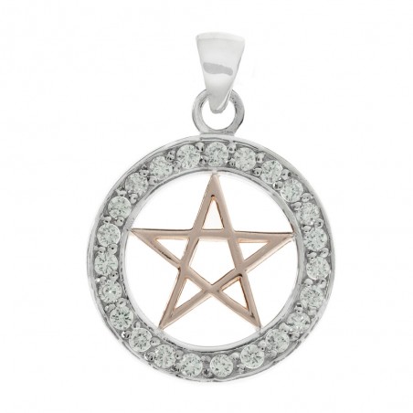 Colgante pentagrama circonia Plata de Ley