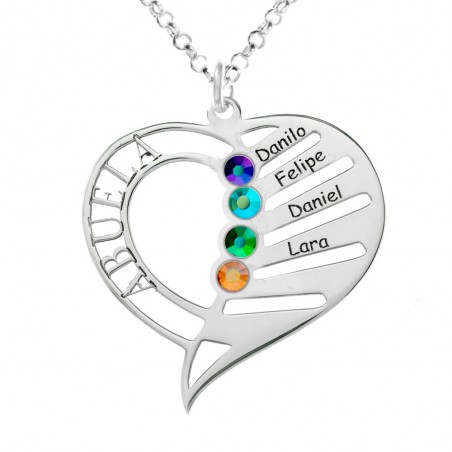 Colgante abuela con nombres personalizados Plata de Ley - Karissma