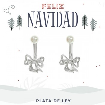 Pendientes lazo & perla Plata de Ley - Karissma