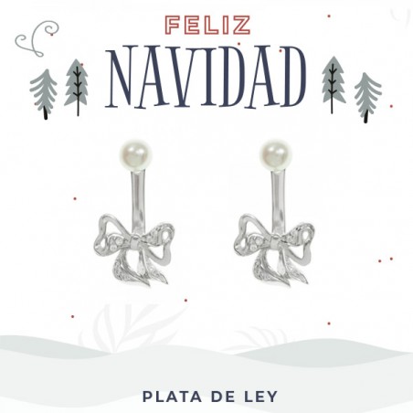 Pendientes lazo & perla Plata de Ley - Karissma